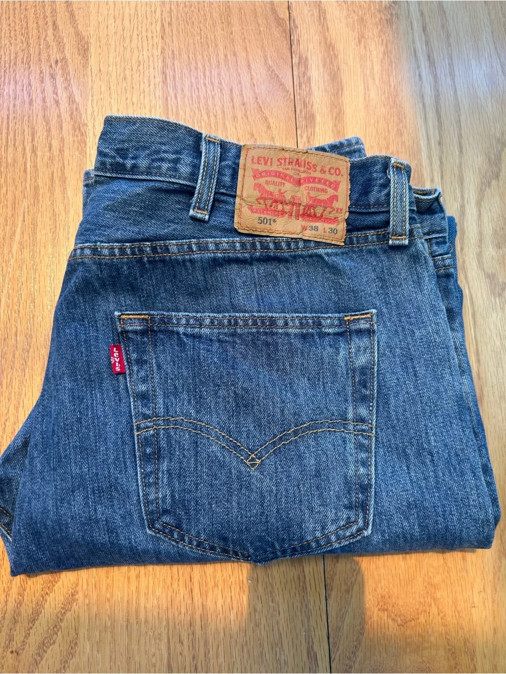 Levi's 501 Original Fit Jeans Men's 38x30 Blue Denim Button Fly Straight Leg‎